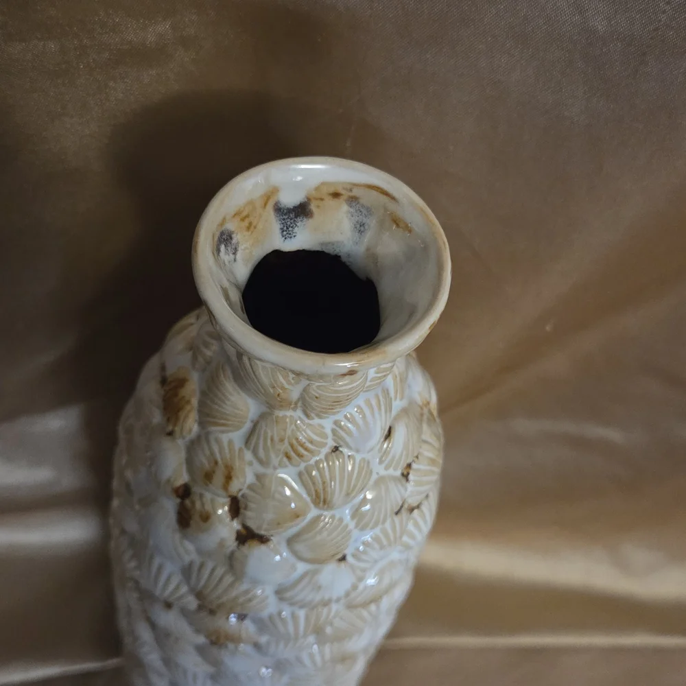 Coastal Seashell Encrusted Vase Home Decor Beach House Boho